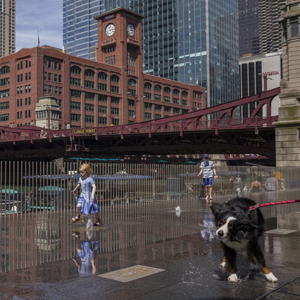Fountain Splashes On the Riverwalk by Wendy Fischer Hartman — canvas wall art