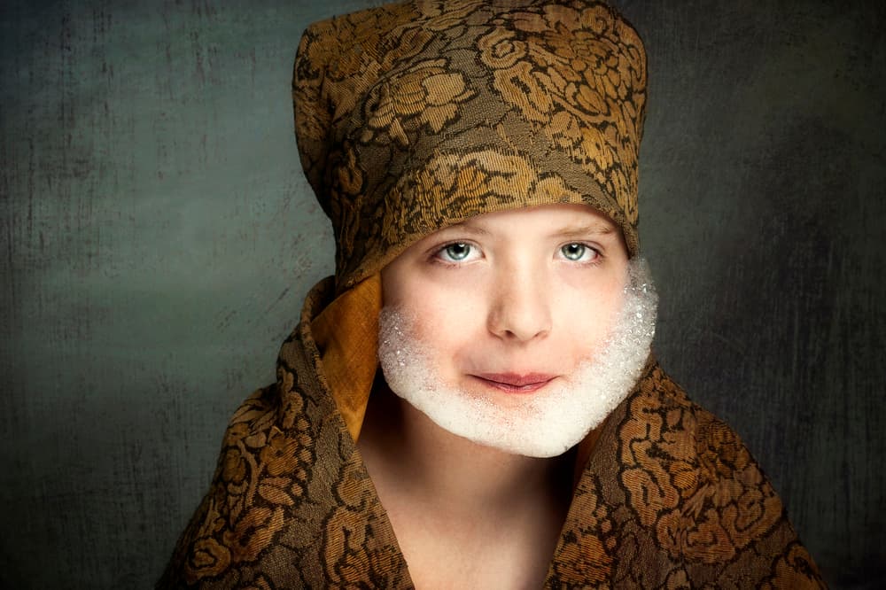 Playful Child Foam Beard by Monika Vanhercke — canvas wall art