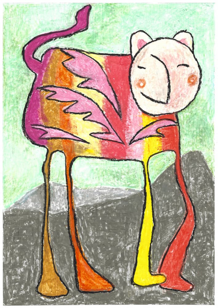 Whimsical Striped Cat by Annick — canvas wall art