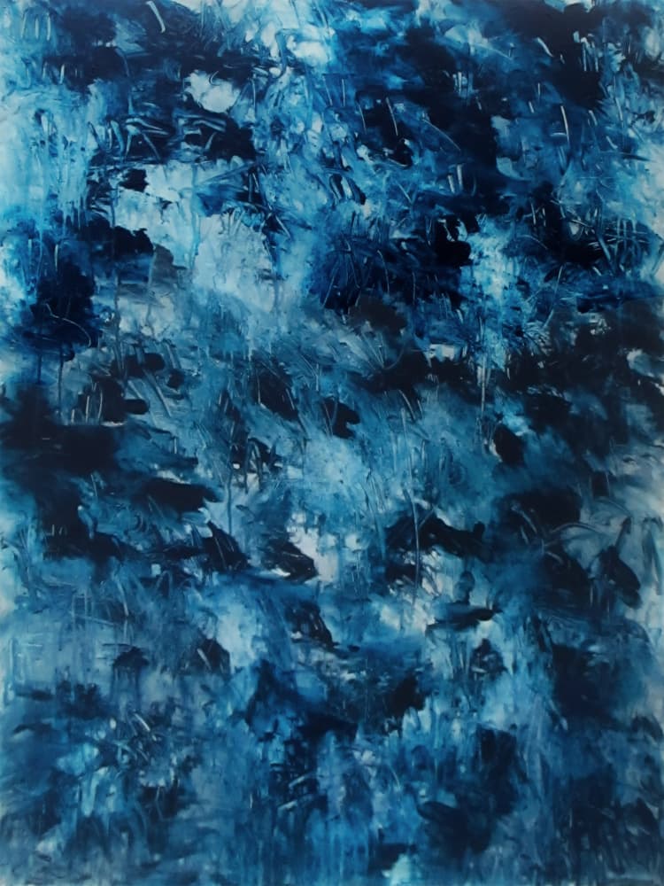 Dynamic Blue Abstraction by Ron Halfant — canvas wall art