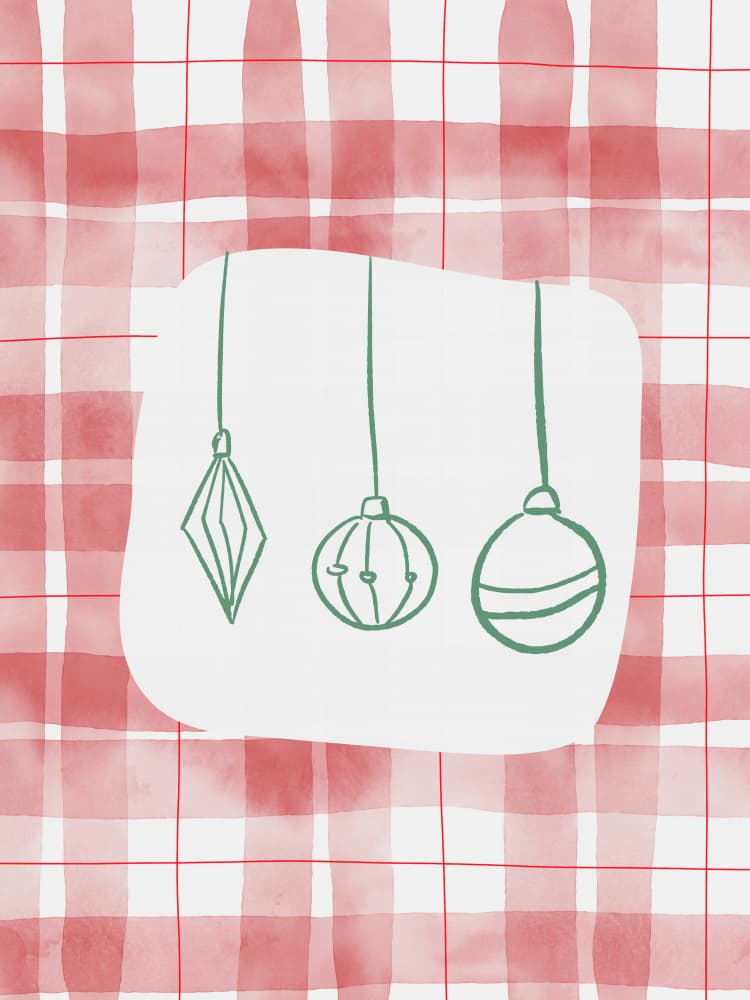 Christmas Plaid Ornaments by Jolly and Dash — canvas wall art