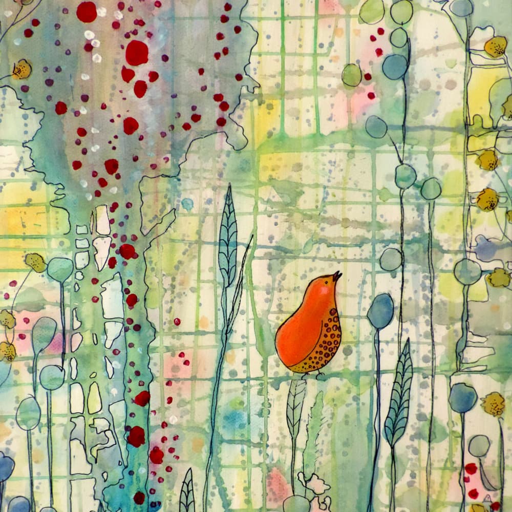 Whimsical Garden Bird by Sylvie Demers — canvas wall art