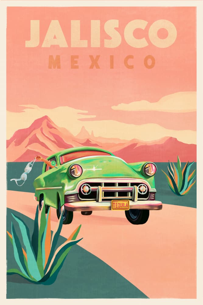 Jalisco Mexico Vintage Travel Poster by The Whiskey Ginger — canvas wall art