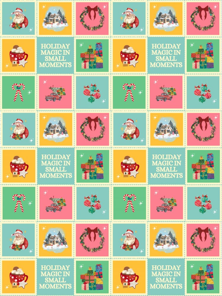 Holiday Magic Moments Pattern by Elizabeth C — canvas wall art