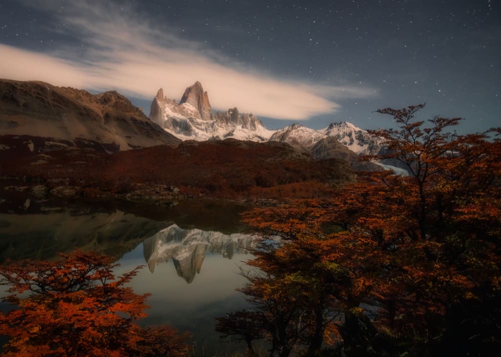 Fitz Roy Starry Autumn Night by Willa Wei — canvas wall art
