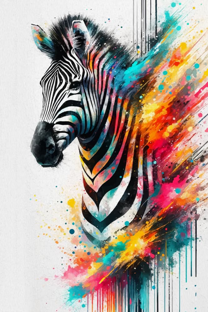 Colorful Zebra Splash by Andreas Magnusson — canvas wall art
