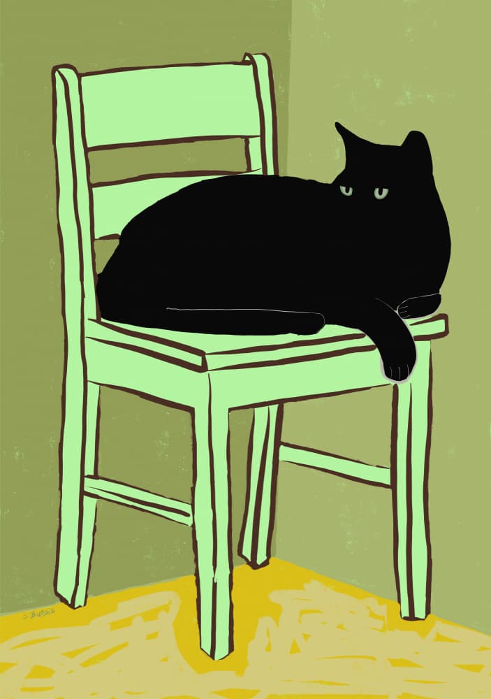 Lounging Black Cat by Sharyn Bursic — canvas wall art