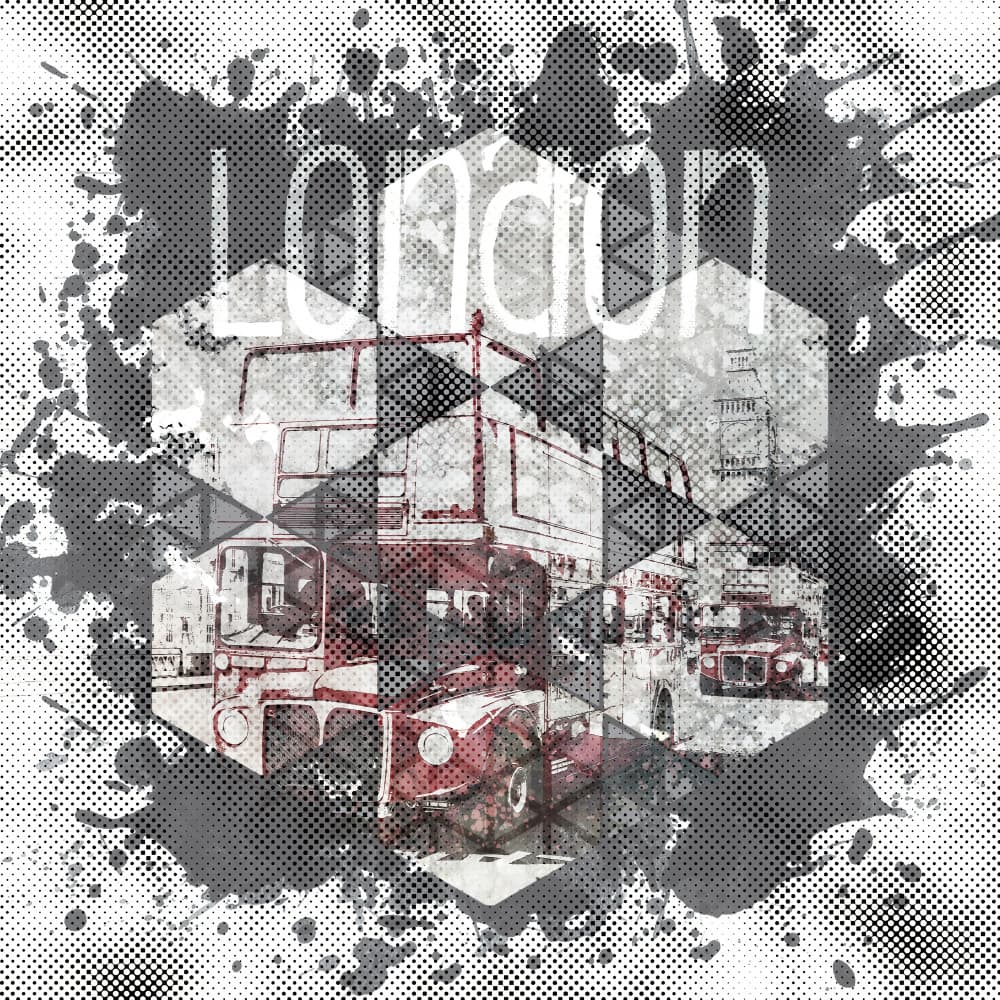 London Double Decker Grunge by Melanie Viola — canvas wall art