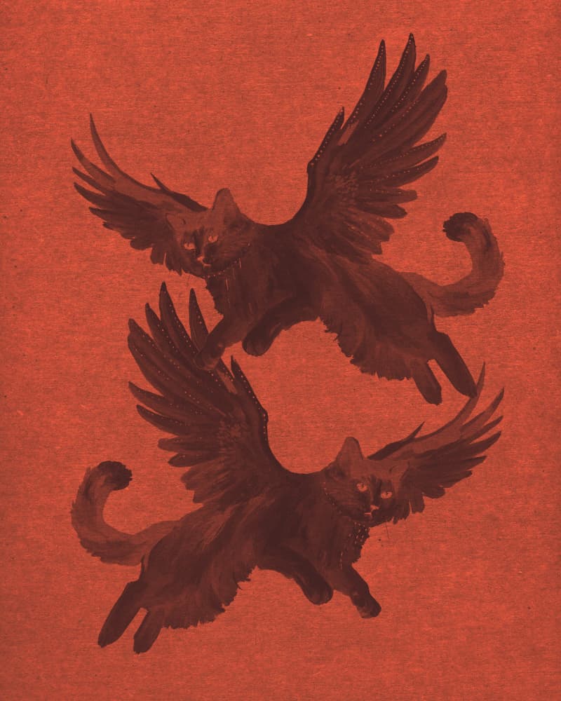 Dark Winged Cats by Josie George — canvas wall art