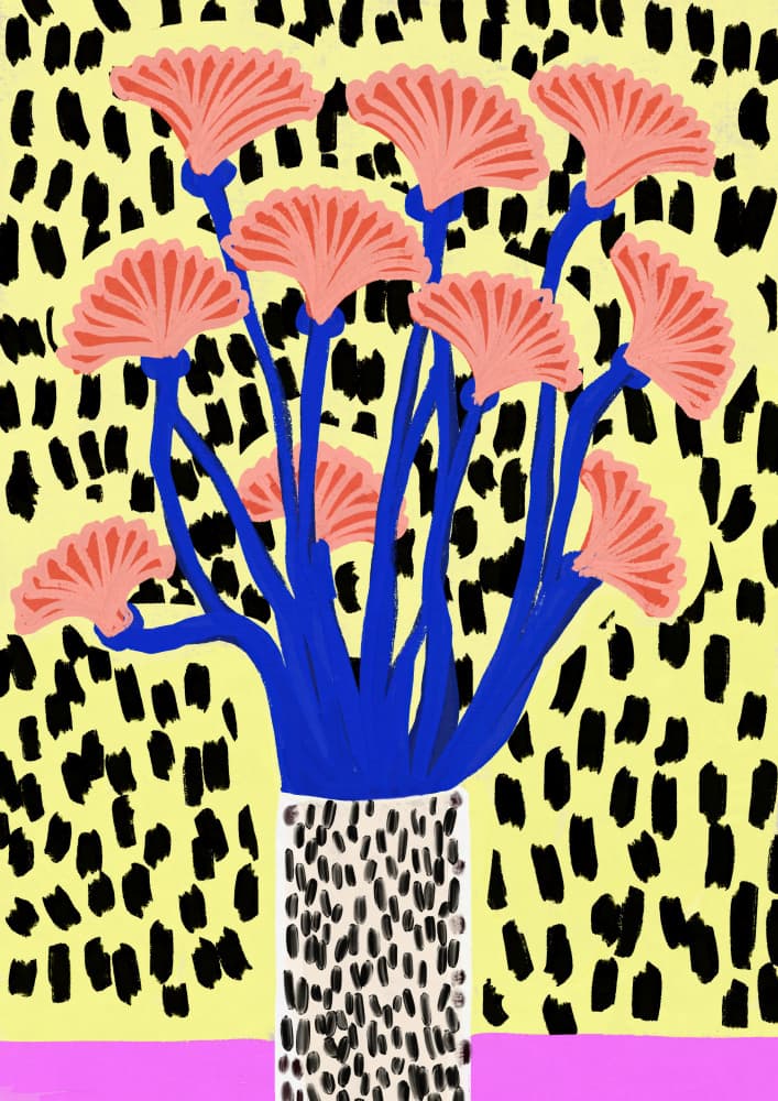 Vibrant Abstract Flowers by Treechild — canvas wall art