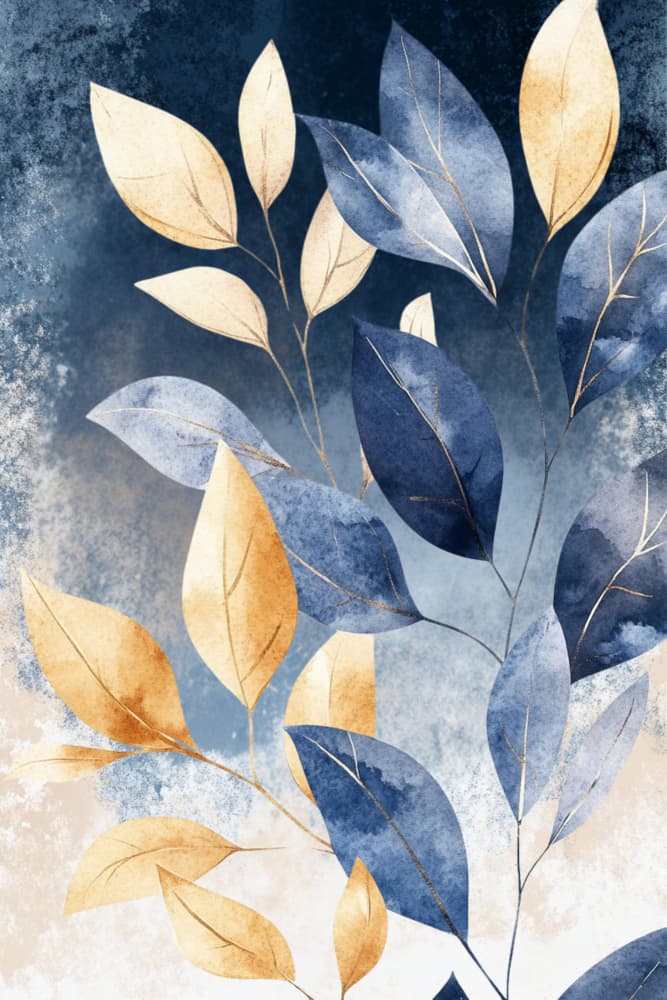 Abstract Leaves in Blue 3 by Sally Ann Moss — canvas wall art