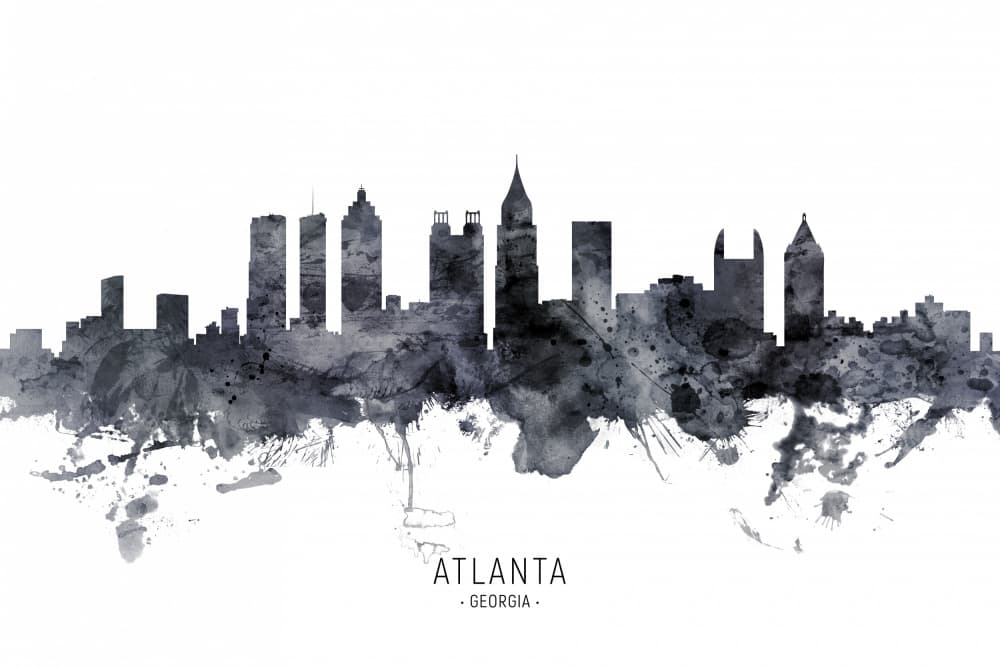 Atlanta City Watercolor by Michael Tompsett — canvas wall art