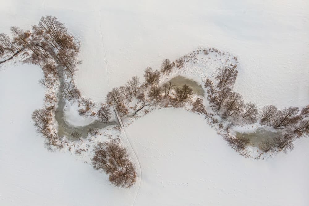 Snowy River Aerial View by Katarzyna Gritzmann — canvas wall art