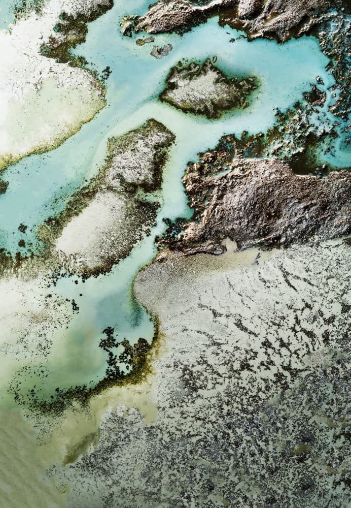 Aerial - Sacred Waterways - Coastal relief art by Petra Meikle de Vlas — canvas wall art