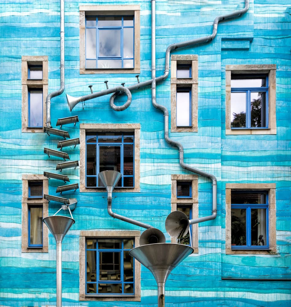 Singing Drainpipe Building by Marianne Wogeck — canvas wall art