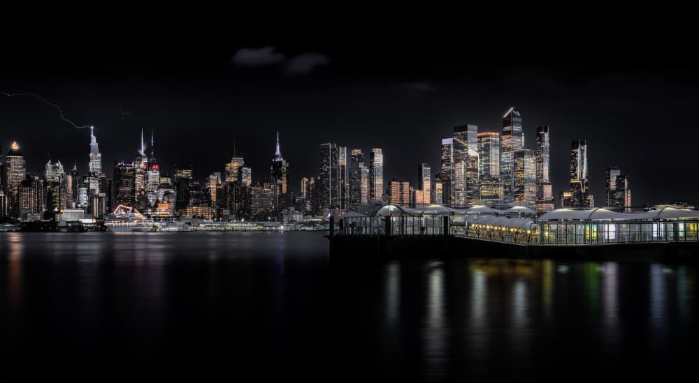 City Skyline Lightning Storm by Wei (David) Dai — canvas wall art