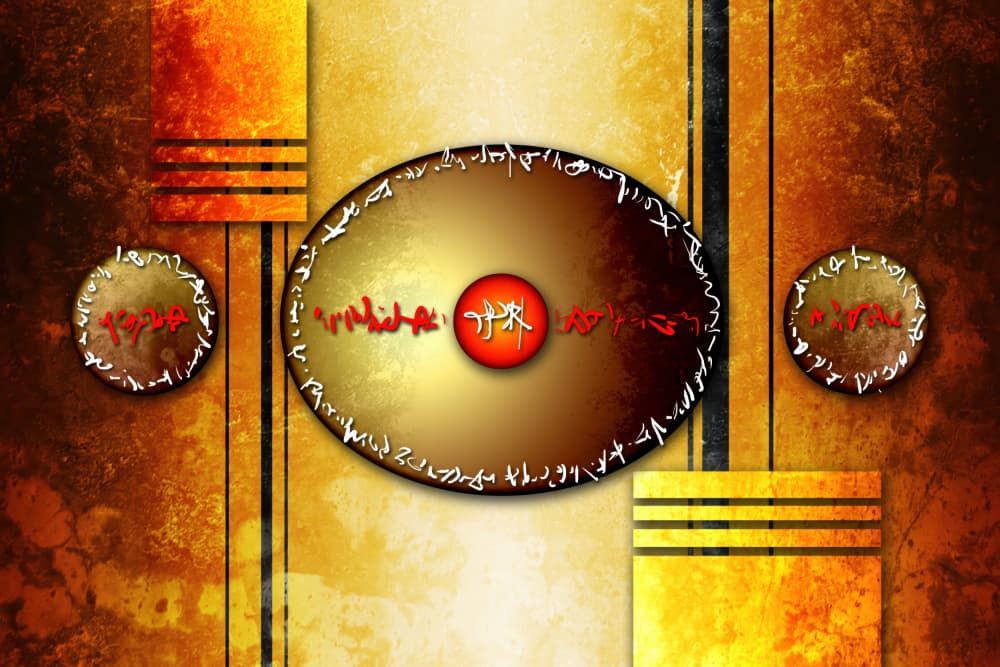 Golden Textured Symbols by Rafal Kulik — canvas wall art
