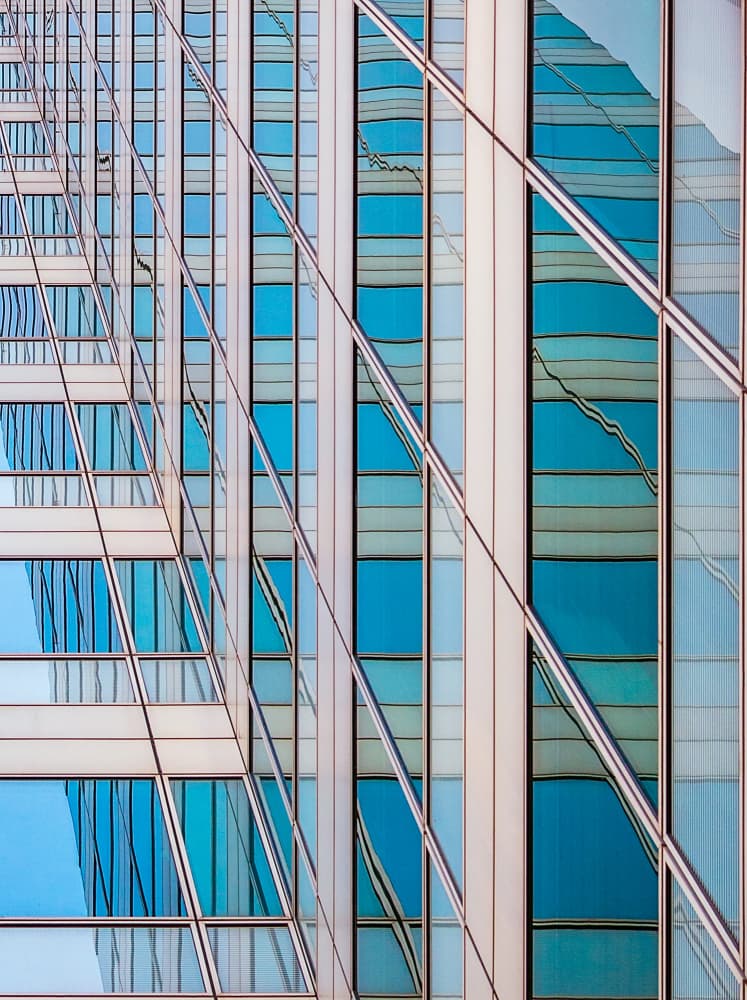 Modern Blue Glass Facade by Luigi Greco — canvas wall art