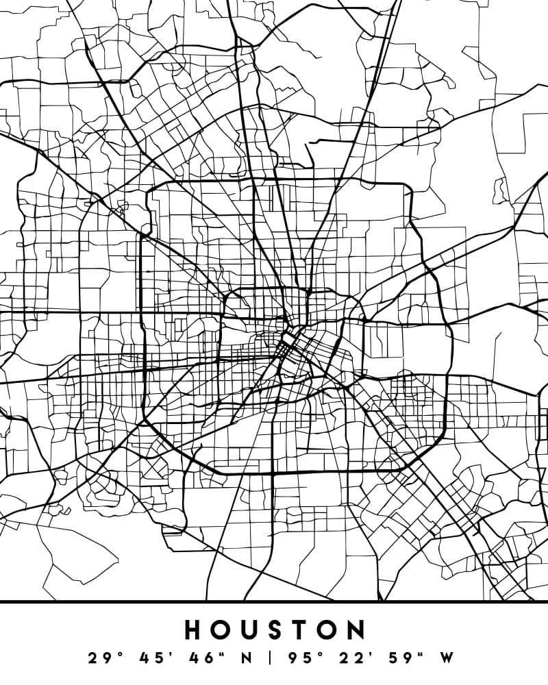 Houston City Map by Emiliano Deificus — canvas wall art