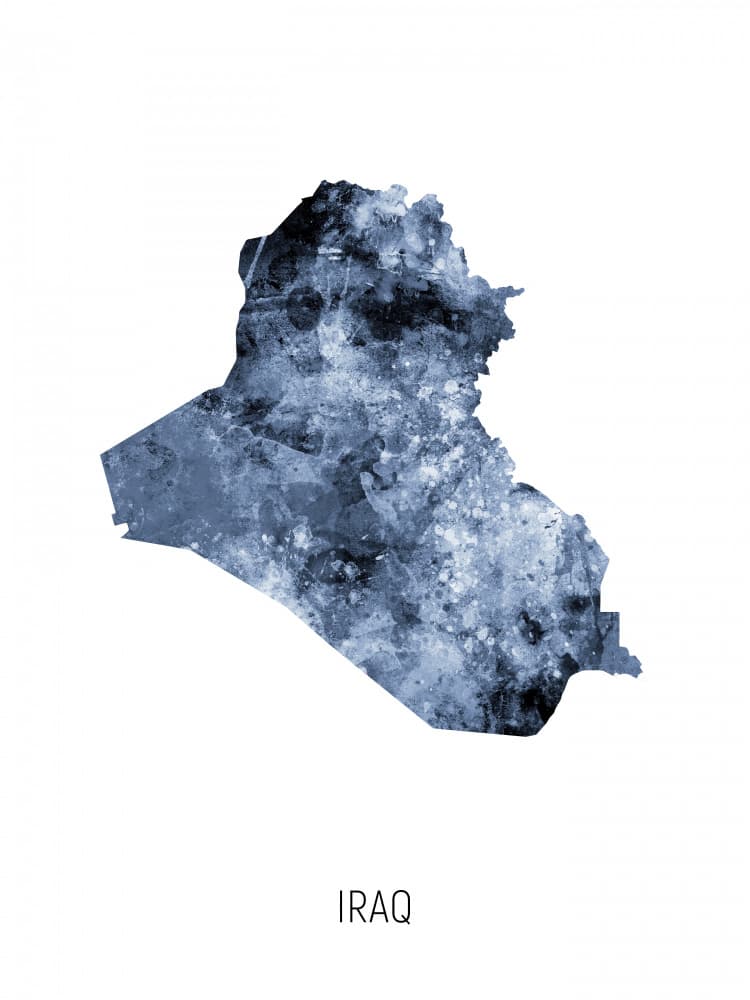 Abstract Iraq Map by Michael Tompsett — canvas wall art