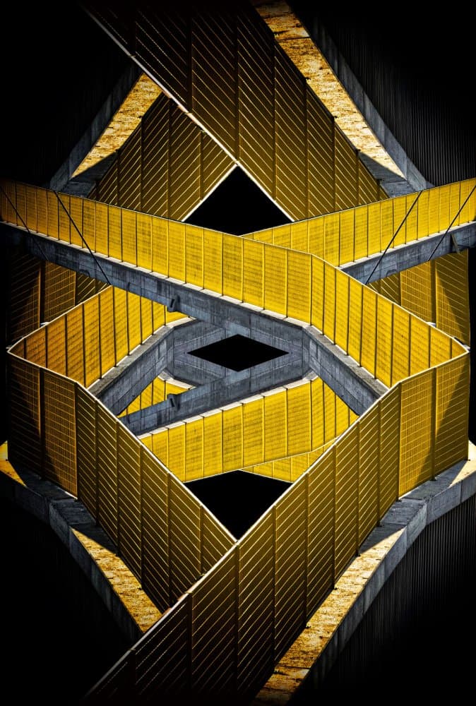 Yellow Geometric Bridge by Raffaele Corte — canvas wall art