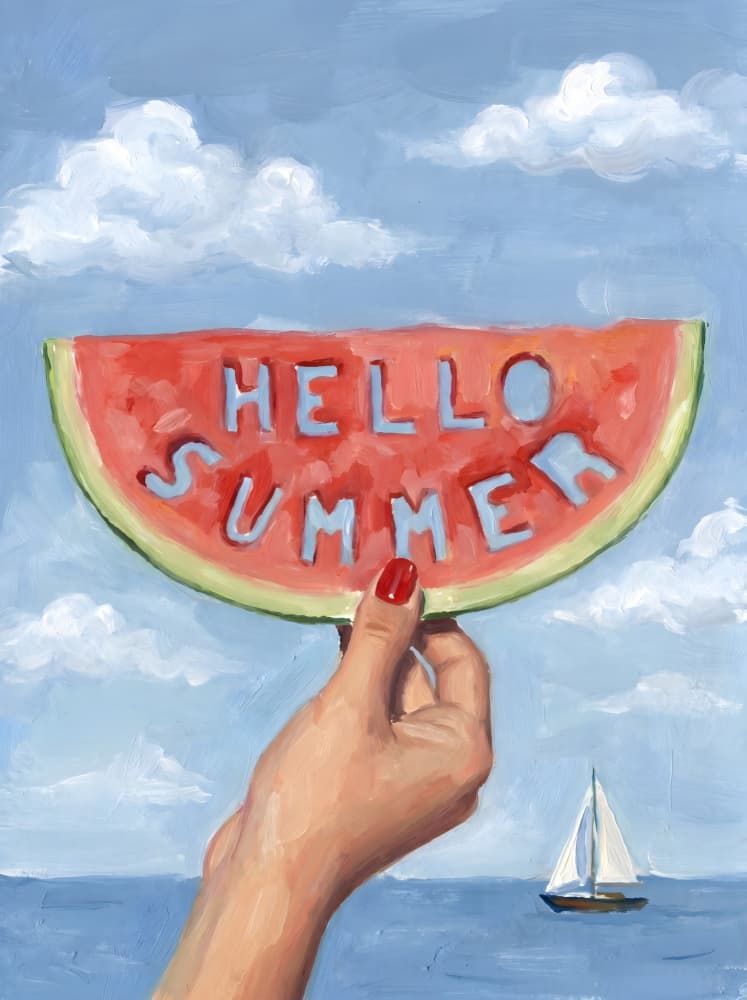 Hello Summer Watermelon by HUGO — canvas wall art