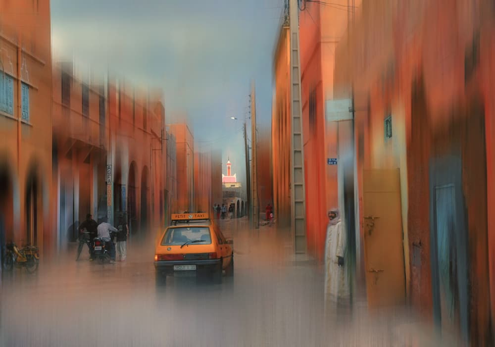 Blurred Moroccan Street Scene by Lou Urlings — canvas wall art
