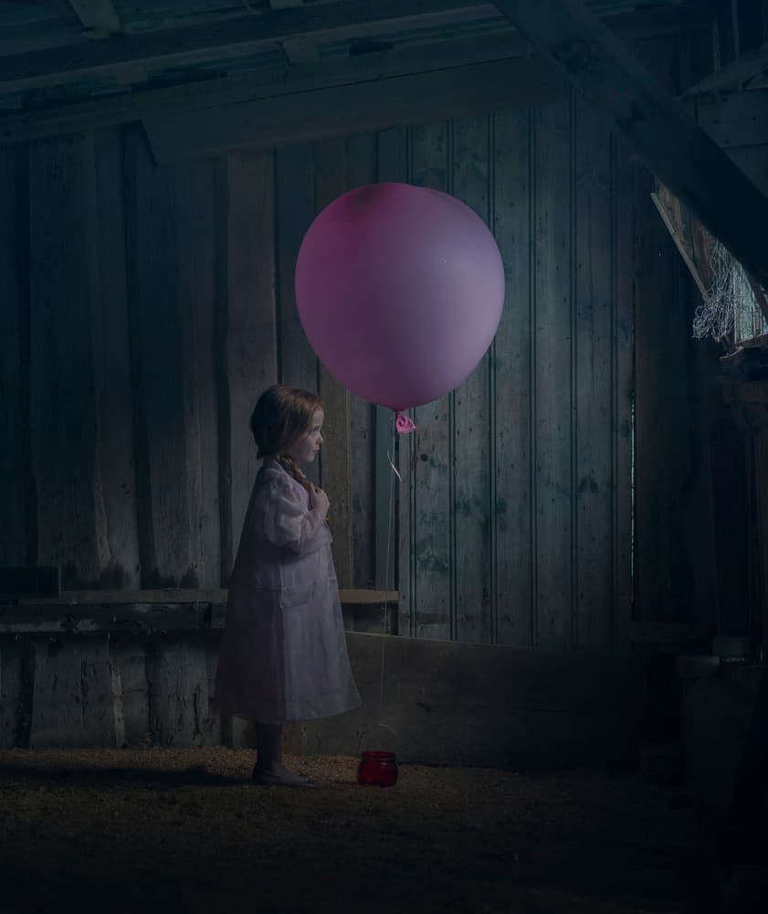 Child with Glowing Balloon by Ewa Cwikla — canvas wall art