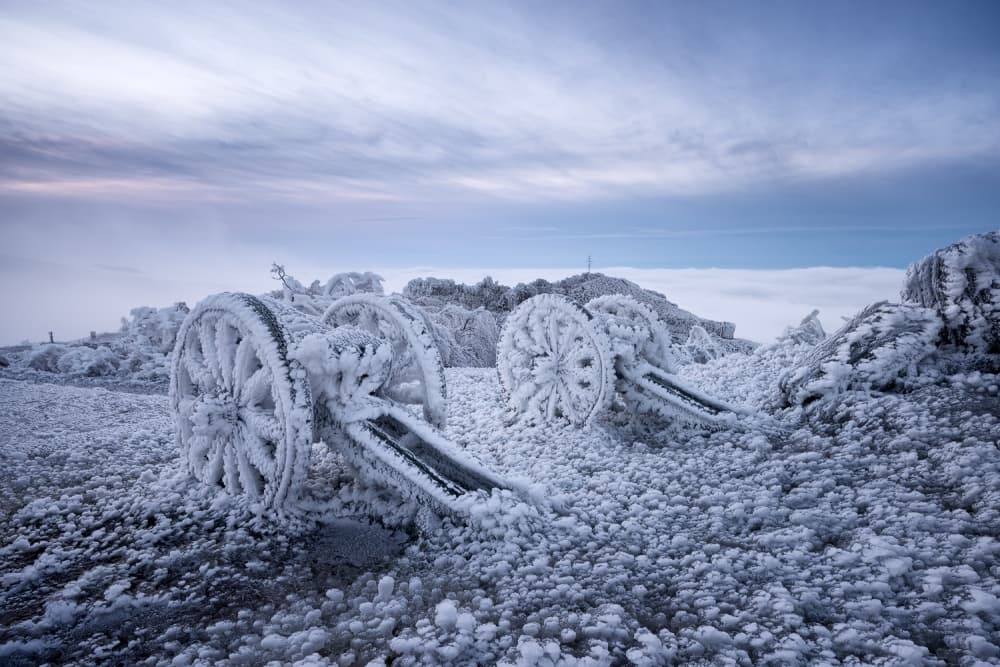 Frozen Winter Cannons by Milen Dobrev — canvas wall art