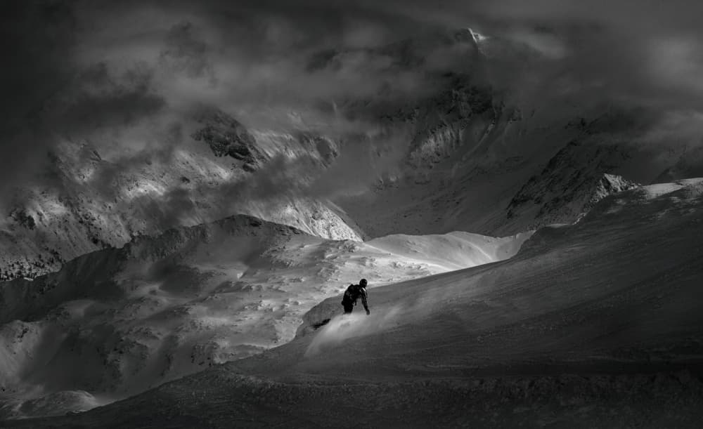 Snowboarder Winter Mountains by Peter Svoboda MQEP — canvas wall art