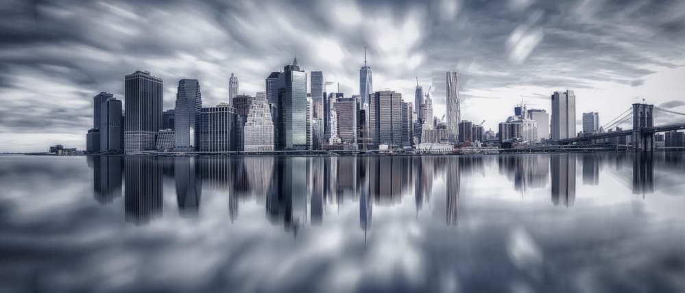 Moody Manhattan Reflections by Michael Zheng — canvas wall art