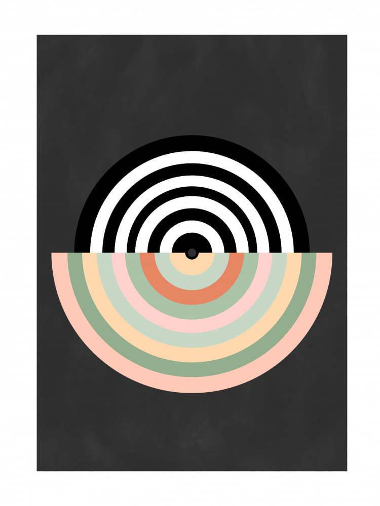 Colorful Geometric Arcs by Elena Ristova — canvas wall art