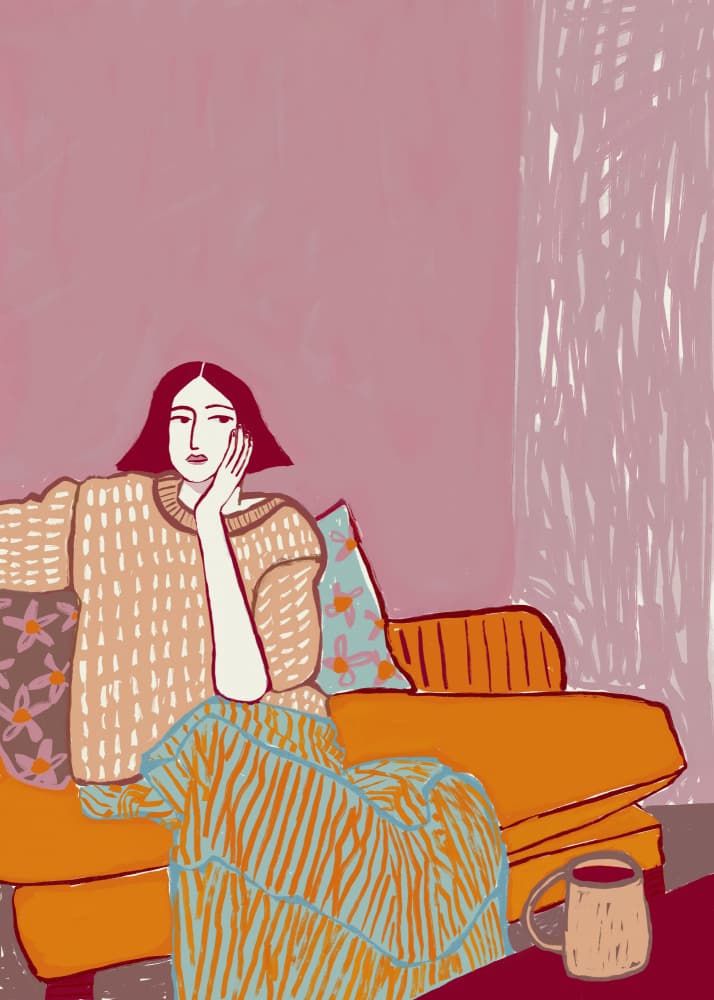 Pensive Woman at Home by Sharyn Bursic — canvas wall art
