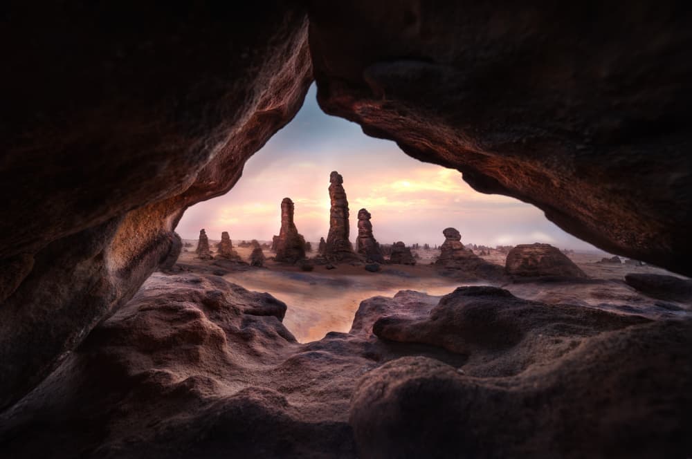 Ancient Desert Pillars by Li Ying — canvas wall art