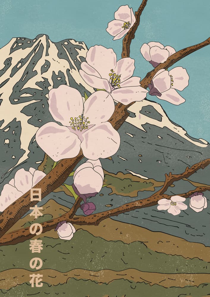 Mount Fuji Cherry Blossoms by Nicholas — canvas wall art