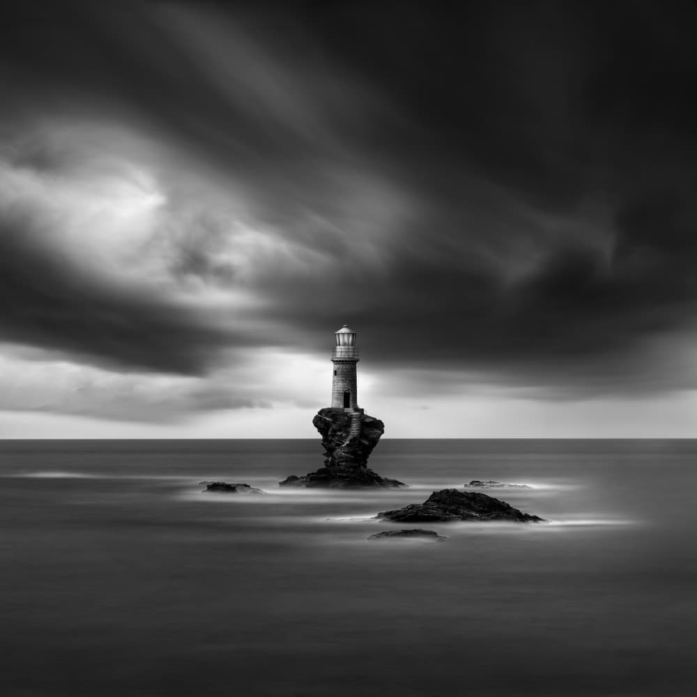 Solitary Lighthouse Sea by George Digalakis — canvas wall art