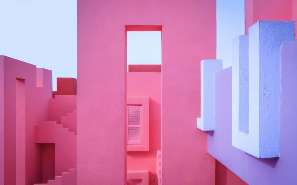 Pink Geometric Architecture by Fran Ortega — canvas wall art