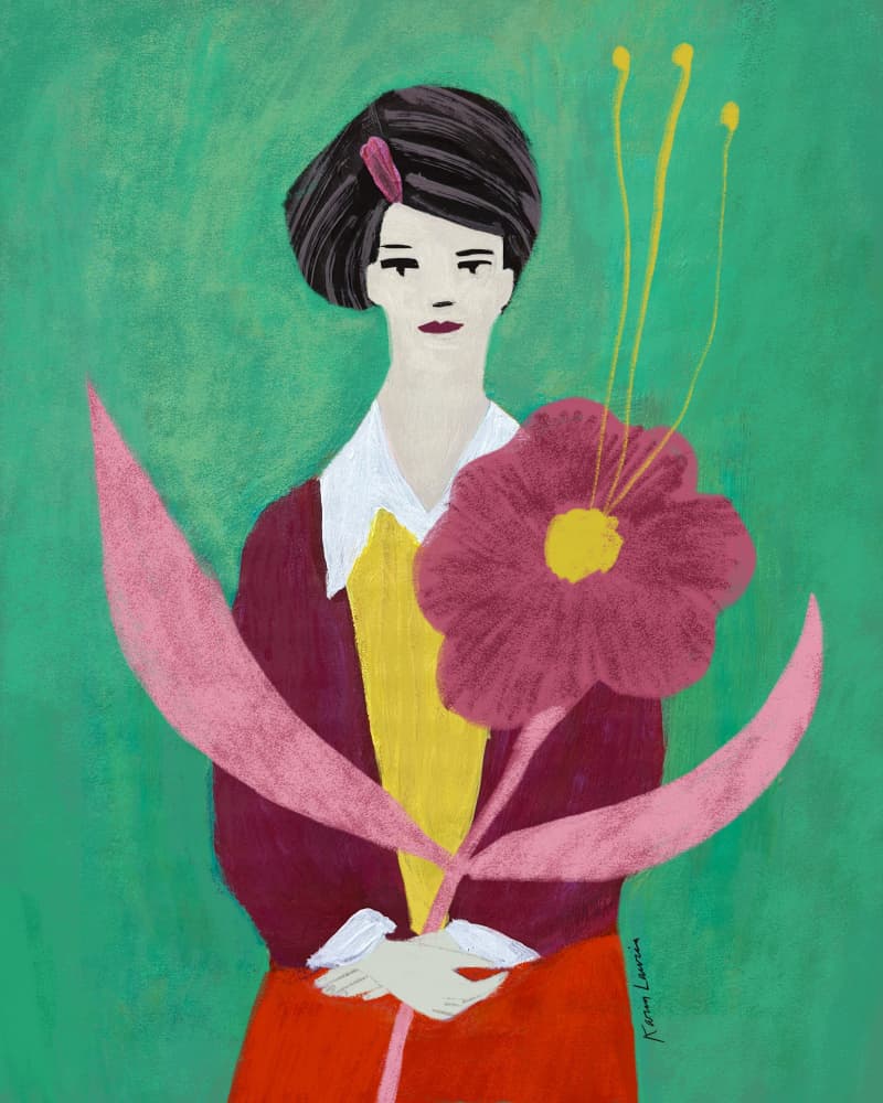 Vibrant Woman Pink Flower by Karin Lauria — canvas wall art