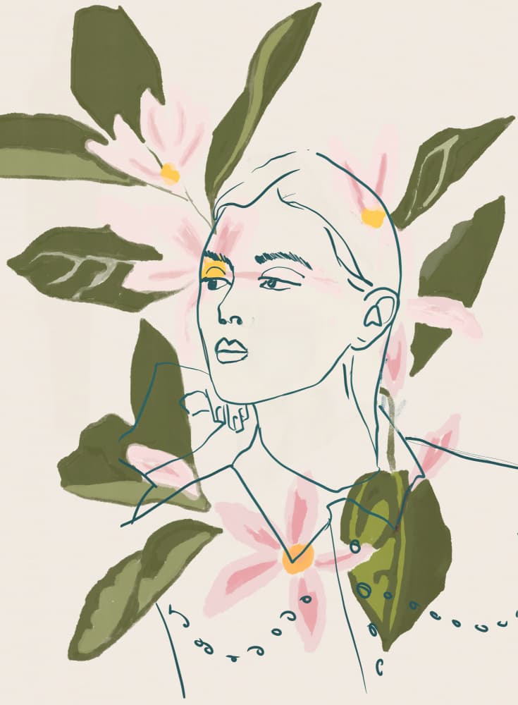 Yellow Eyes Floral Portrait by Beate Tubach — canvas wall art