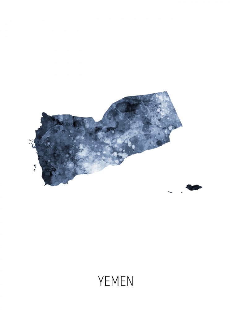 Yemen Watercolor Map by Michael Tompsett — canvas wall art