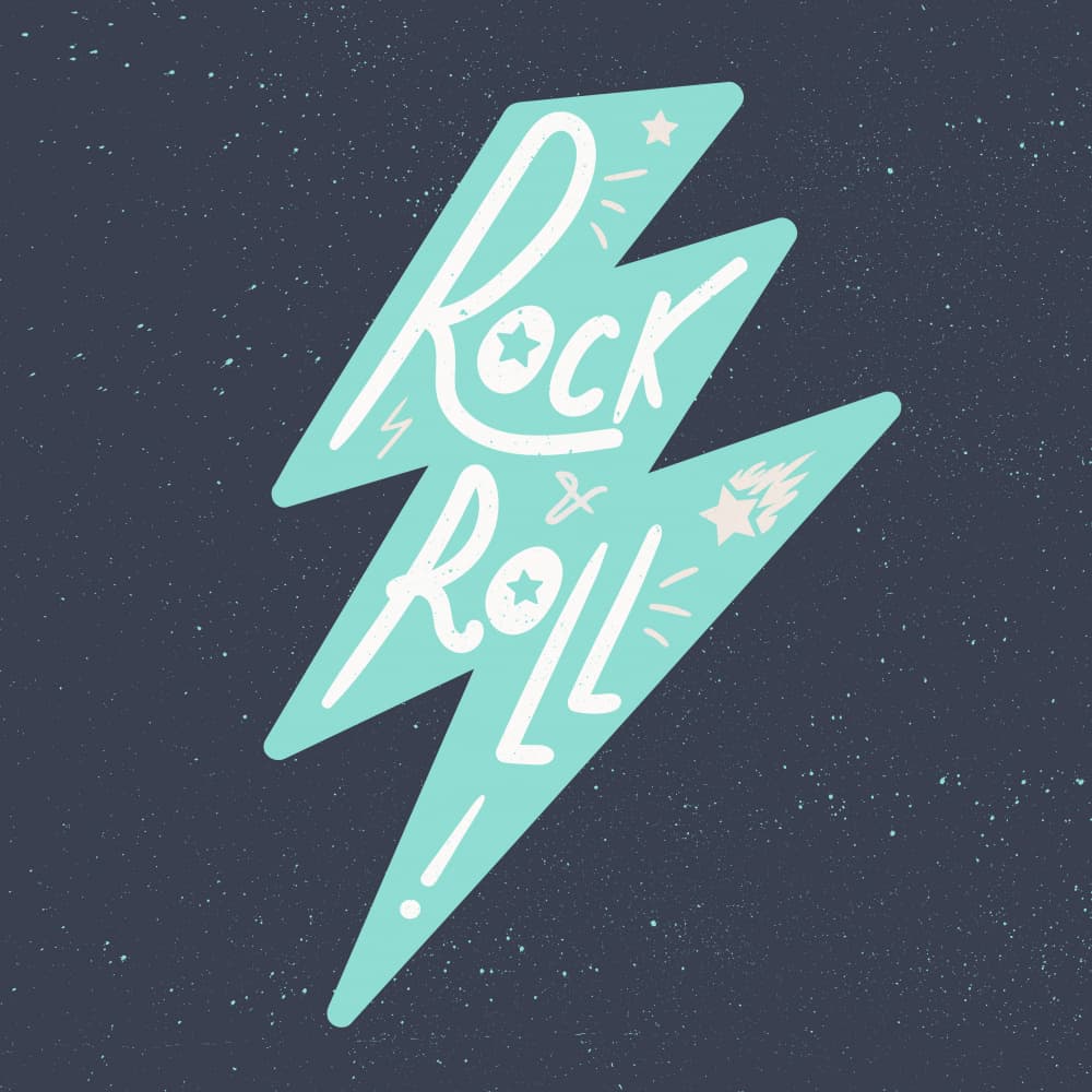Rock Roll Lightning Bolt by Marika Barsrsind — canvas wall art