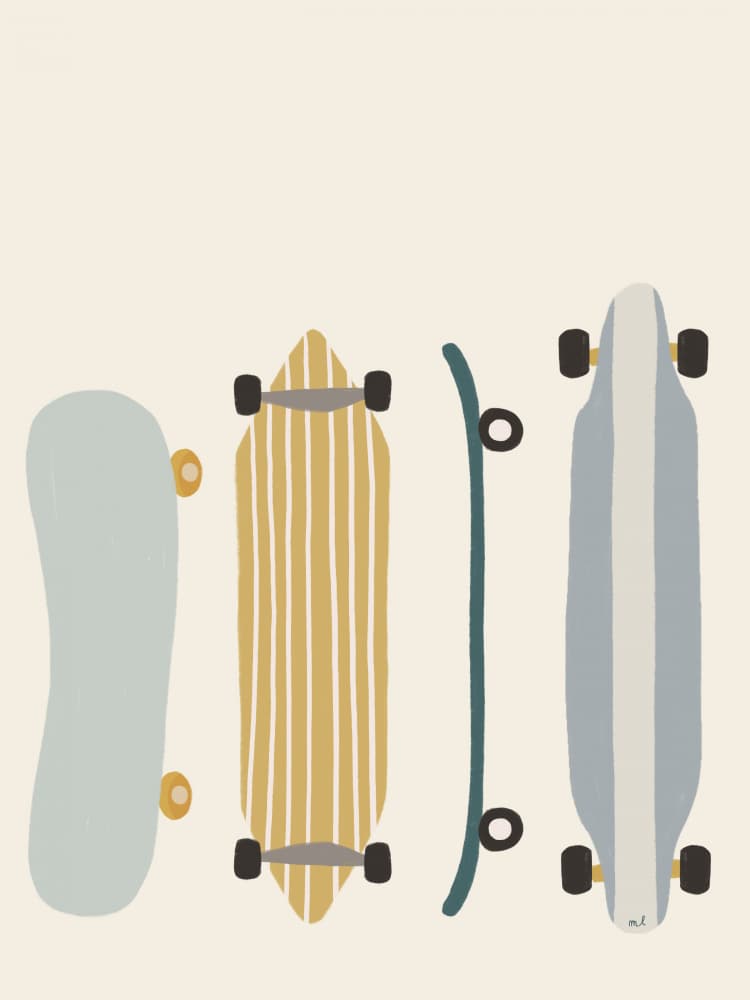 Pastel Skateboard Lineup by Menina Lisboa — canvas wall art