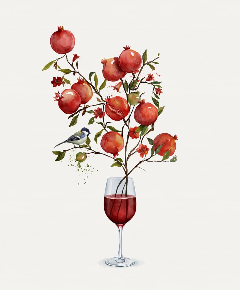 Pomegranate Wine Still Life