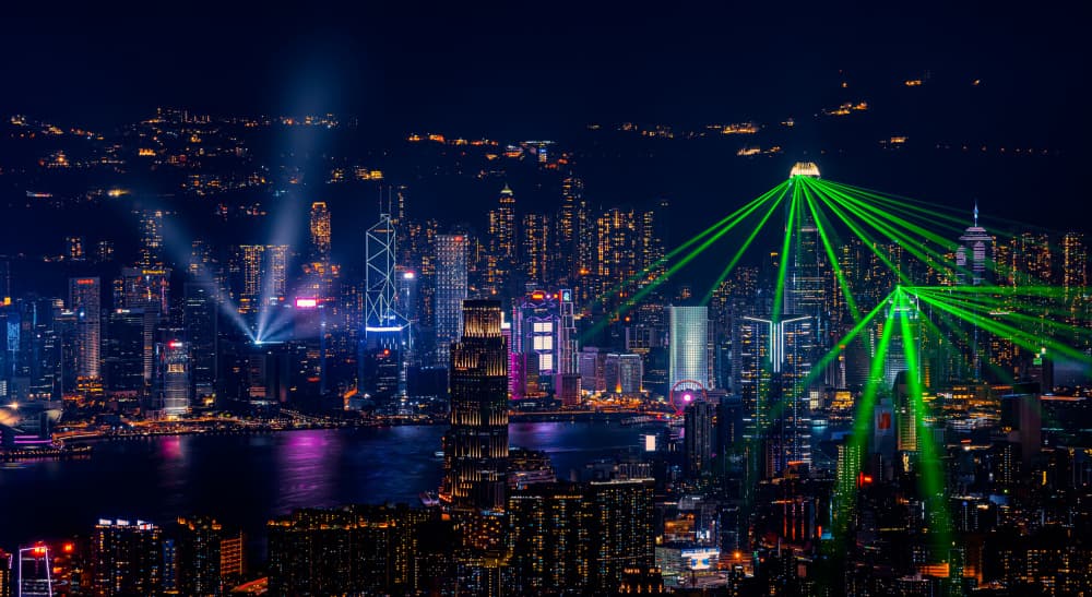 Hong Kong Night Lasers by Collin ZENG — canvas wall art