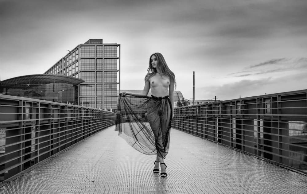 Elegant Nude Urban Walk by Arkadiy Kurta — canvas wall art