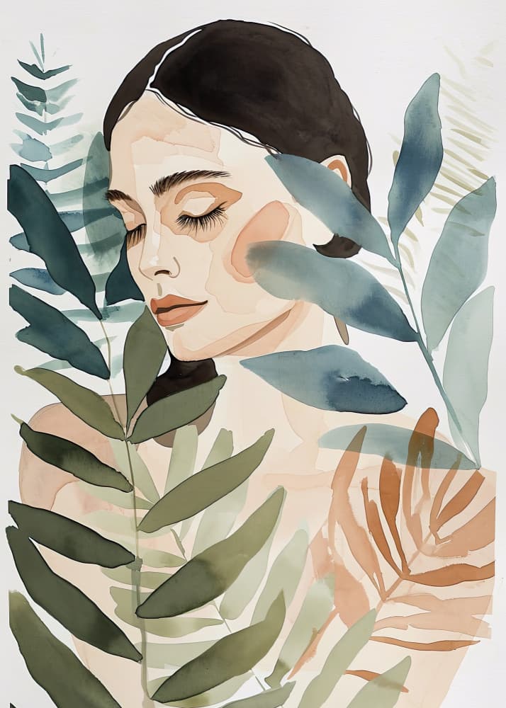 Serene Nature Woman by Justyna Jaszke — canvas wall art