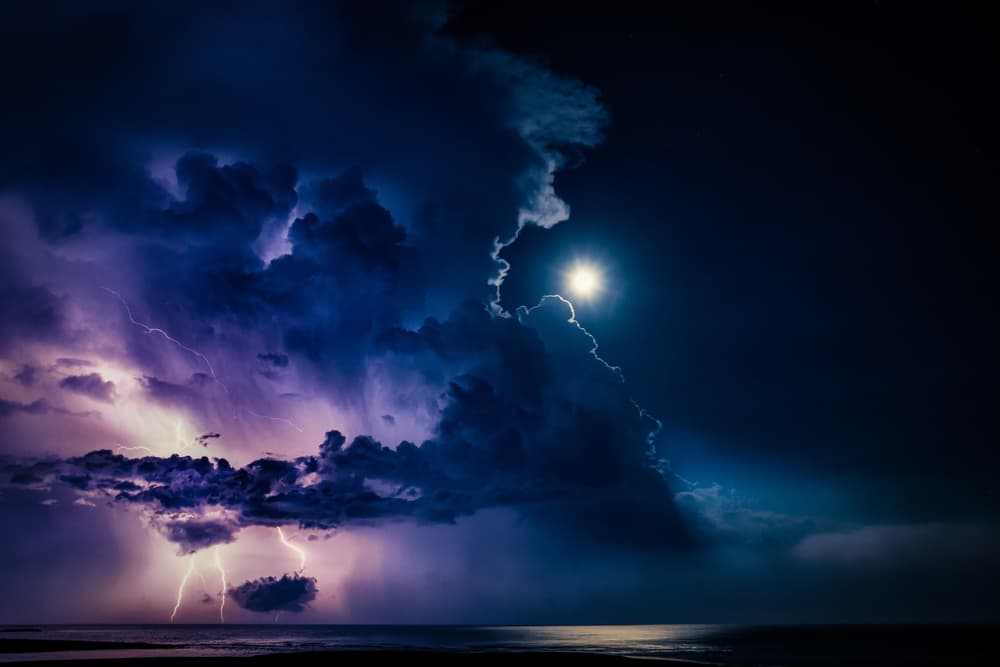Moonlit Lightning Storm by Takafumi Yamashita — canvas wall art