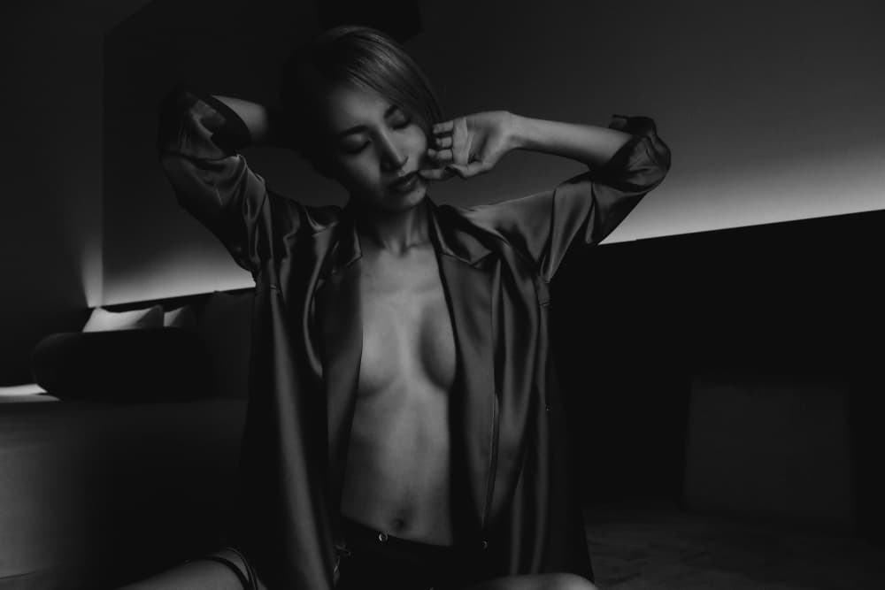 Sensual Black White Portrait by Takaaki Ishikura — canvas wall art