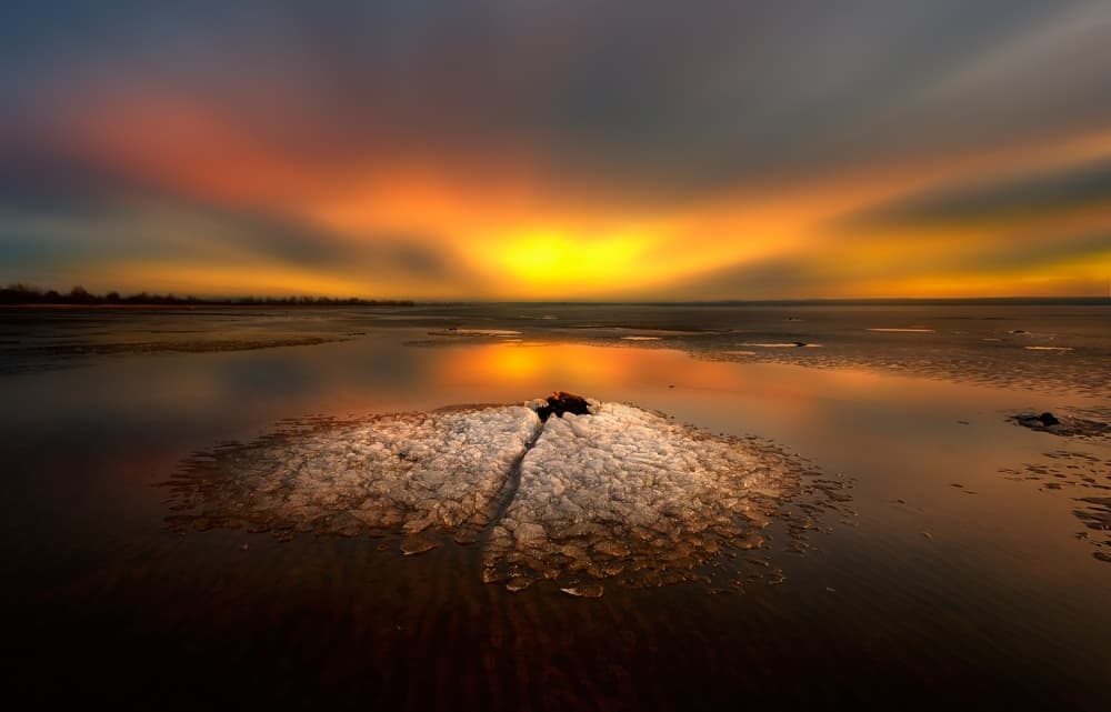 Cracked Ice Sunset by Piotr Krol (Bax) — canvas wall art