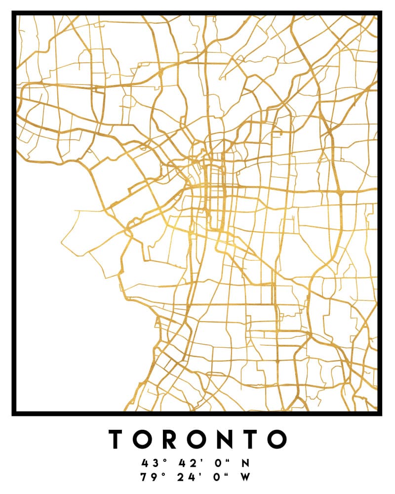 Golden Toronto Map by Emiliano Deificus — canvas wall art